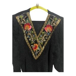 Vintage Side Effects Sequin and Beaded Angora Sweater